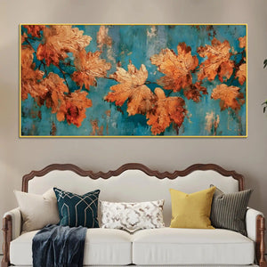 Modern Abstract Autumn Leaves Canvas Wall Painting for Home