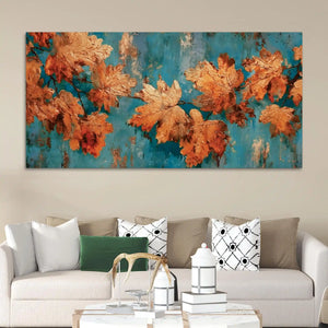 Modern Abstract Autumn Leaves Canvas Wall Painting for Home