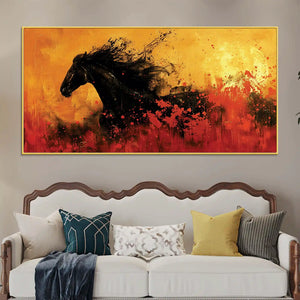 Modern Abstract Black Horse Canvas Painting