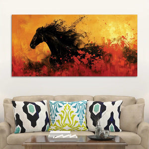 Modern Abstract Black Horse Canvas Painting