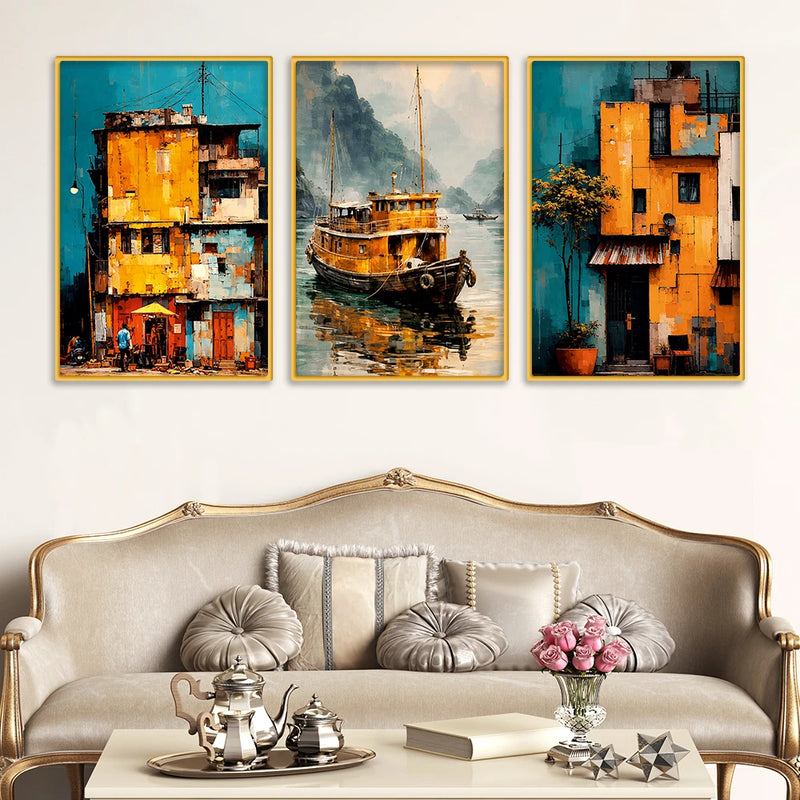 Modern Abstract Canvas Wall Painting Set of Three