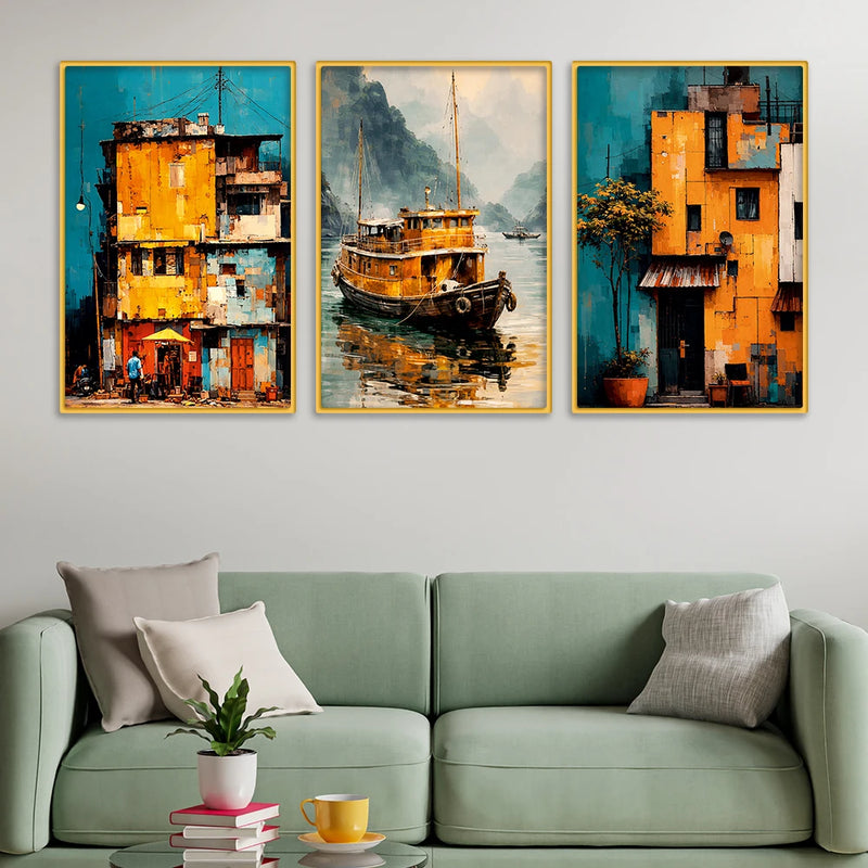 Modern Abstract Canvas Wall Painting Set of Three