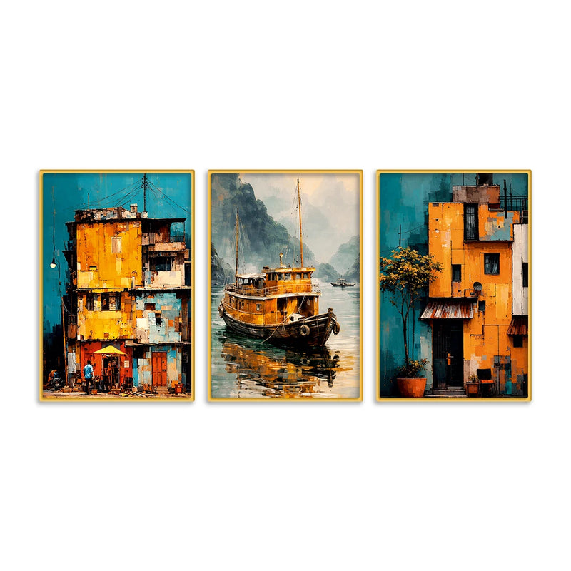 Modern Abstract Canvas Wall Painting Set of Three