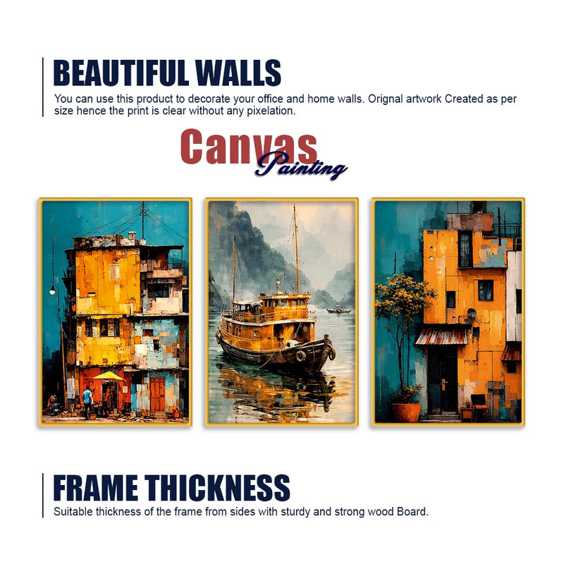 Modern Abstract Canvas Wall Painting Set of Three