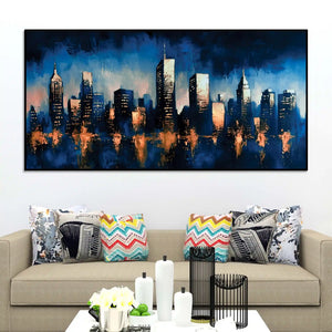 Modern Abstract City Canvas Painting for Home Décor