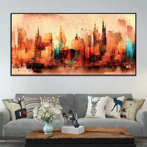Modern Abstract City Skyline Canvas Painting for Stylish Interiors