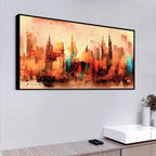 Modern Abstract City Skyline Canvas Painting for Stylish Interiors