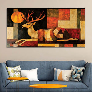 Modern Abstract Deer Canvas Painting for Living Room Wall Decor