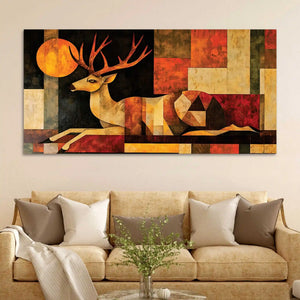 Modern Abstract Deer Canvas Painting for Living Room Wall Decor