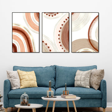 Modern Abstract Pattern Floating Canvas Wall Painting Set of Three