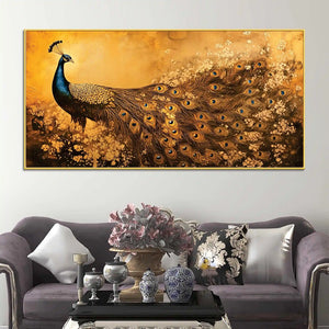Modern Abstract Peacock Canvas Painting for Wall Decor