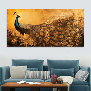 Modern Abstract Peacock Canvas Painting for Wall Decor