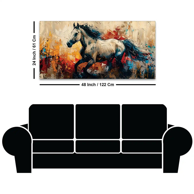 Modern Abstract Running Horse Canvas Wall Art Painting