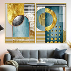 Modern Abstract Shapes Acrylic Floating Wall Painting Set of 2