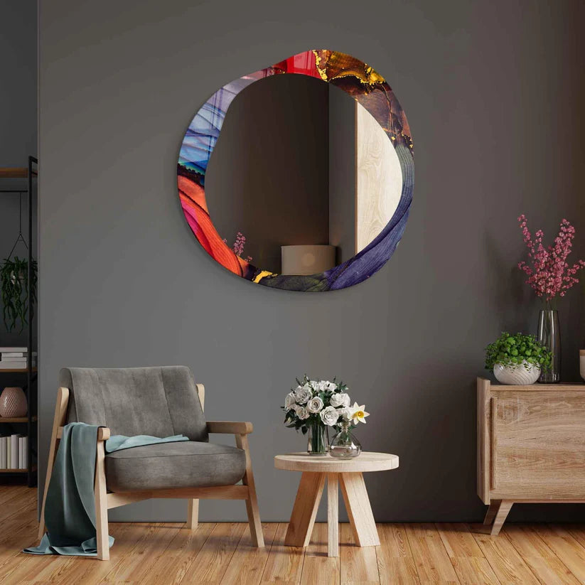 Modern Accent Acrylic Mirror with Artistic Round Frame