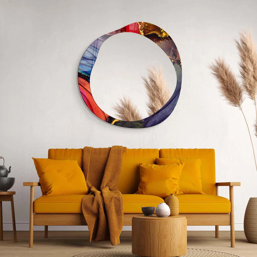 Modern Accent Acrylic Mirror with Artistic Round Frame