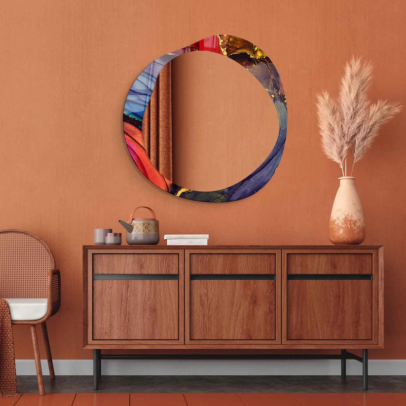 Modern Accent Acrylic Mirror with Artistic Round Frame