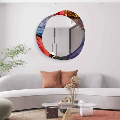 Modern Accent Acrylic Mirror with Artistic Round Frame