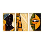 Modern African Abstract Canvas Wall Painting Set of Three