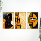 Modern African Abstract Canvas Wall Painting Set of Three