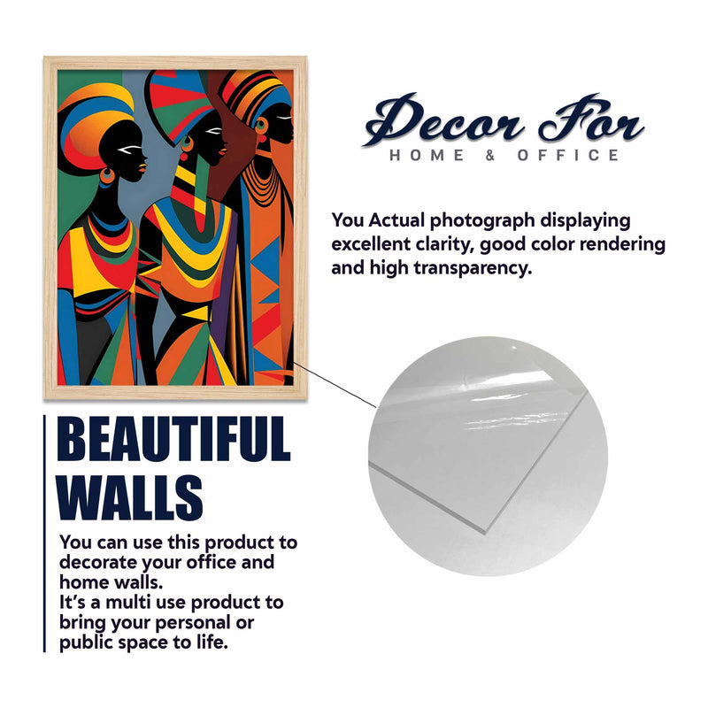 Modern African Art Wall Frames Set of Four