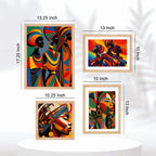 Modern African Art Wall Frames Set of Four