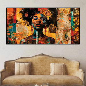 Modern African Woman Abstract Canvas Wall Painting for Living Room Decor