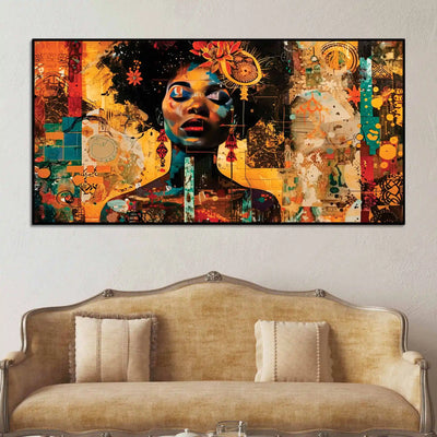 Modern African Woman Abstract Canvas Wall Painting for Living Room Decor