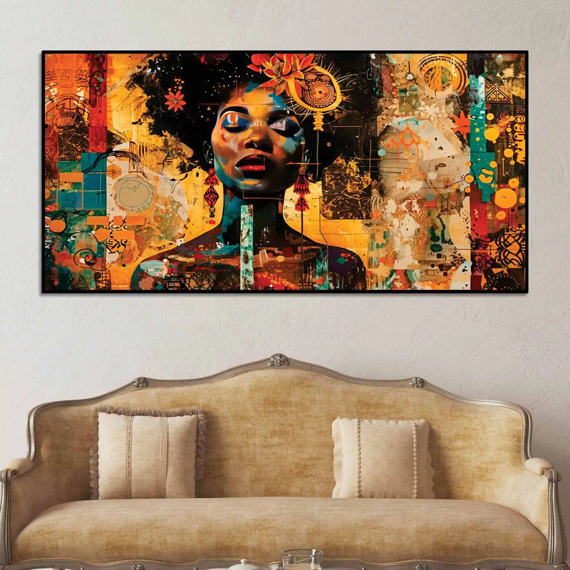 Modern African Woman Abstract Canvas Wall Painting for Living Room Decor