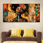 Modern African Woman Abstract Canvas Wall Painting for Living Room Decor