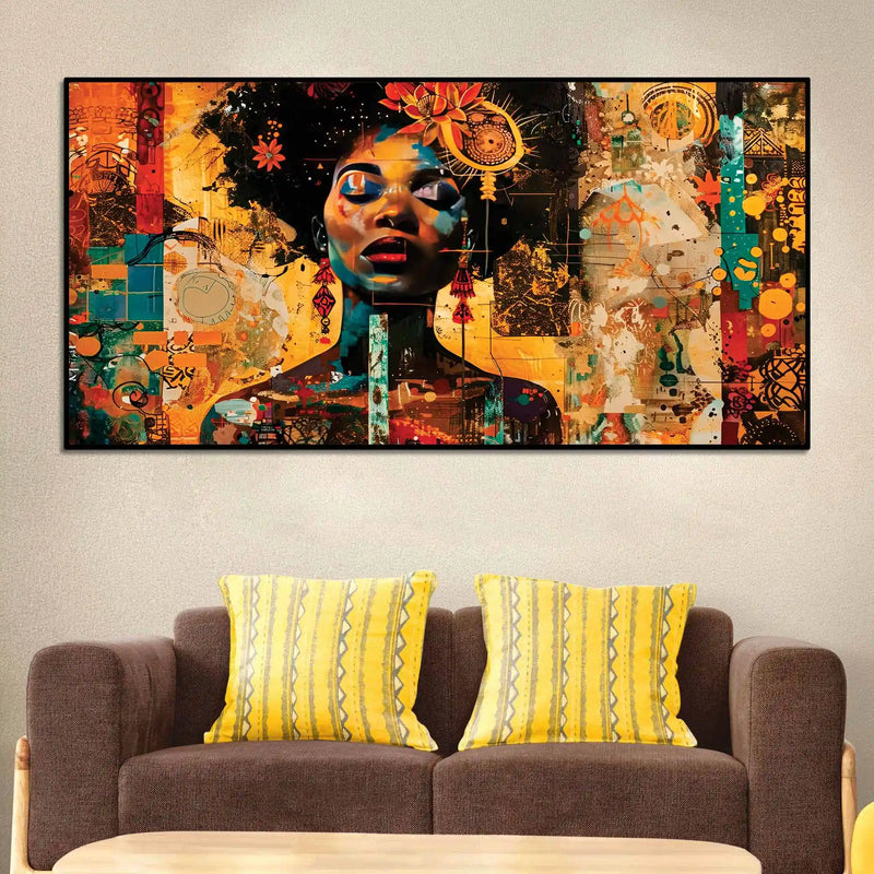Modern African Woman Abstract Canvas Wall Painting for Living Room Decor