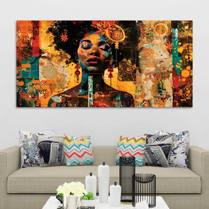 Modern African Woman Abstract Canvas Wall Painting for Living Room Decor