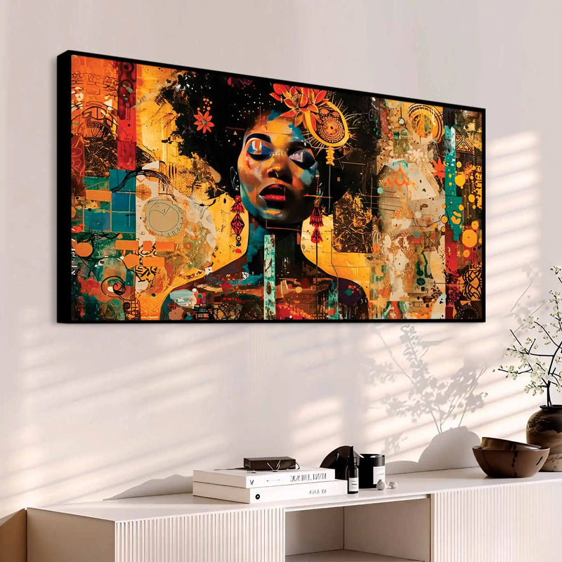 Modern African Woman Abstract Canvas Wall Painting for Living Room Decor
