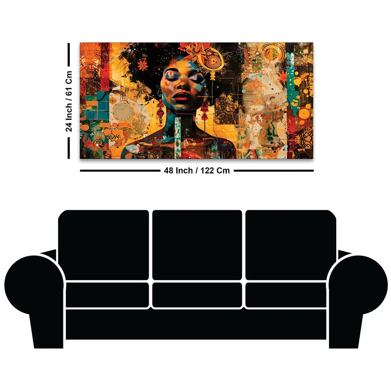 Modern African Woman Abstract Canvas Wall Painting for Living Room Decor