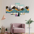 Modern Art Forest Premium Wall Painting Five Pieces Set