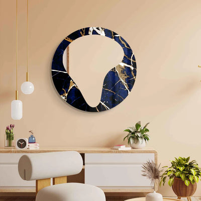 Modern Art Inspired Round Acrylic Wall Mirror with Marble Effect