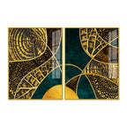 Modern Art of Golden Crystal Textured Acrylic Art Floating Wall Painting Set of 2