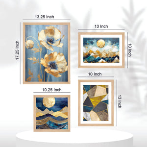 Modern Art of Mountains with the Moon Wall Frame Set of Four