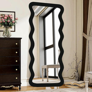 Modern Art Style Full Length Mirror with Designer Wavy Edges for Home & Studio – Floor Mirror for Bedroom & Dressing Area