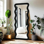 Modern Art Style Full Length Mirror with Designer Wavy Edges for Home & Studio – Floor Mirror for Bedroom & Dressing Area
