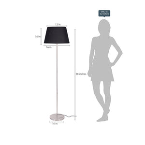 Modern Artisic Silver Metal Finish Sleek Black Color Floor Lamp