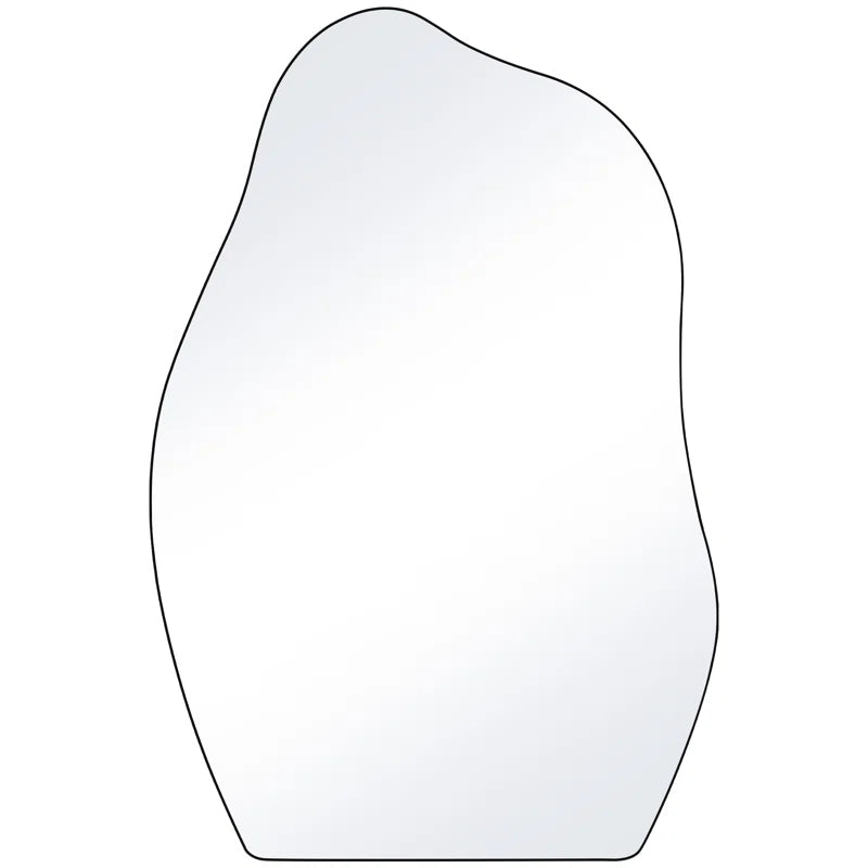 Modern Asymmetrical Wall Mirror with Black Frame for Bathroom