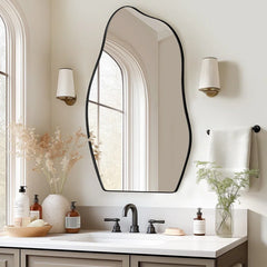 modern-asymmetrical-wall-mirror-with-black-frame-for-bathroom