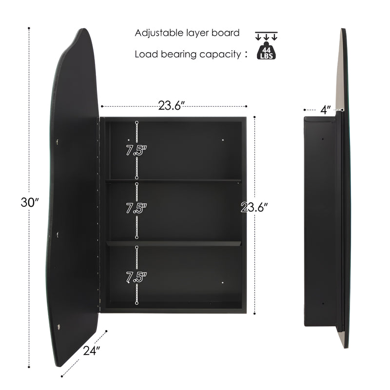 Modern Asymmetrical Wall Mirror with Black Frame for Bathroom