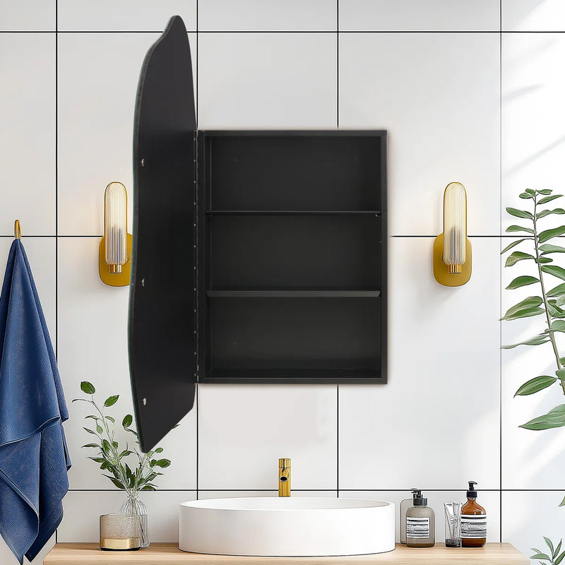 Modern Asymmetrical Wall Mirror with Black Frame for Bathroom