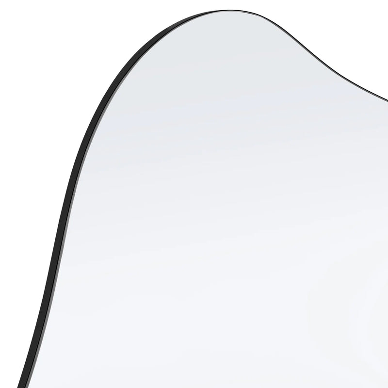 Modern Asymmetrical Wall Mirror with Black Frame for Bathroom