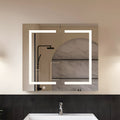 Modern Bathroom Cabinet Mirror with Artistic LED Pattern and Storage
