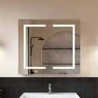 Modern Bathroom Cabinet Mirror with Artistic LED Pattern and Storage