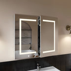 Modern Bathroom Cabinet Mirror with Artistic LED Pattern and Storage