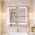 Modern Bathroom Cabinet Mirror with Artistic LED Pattern and Storage